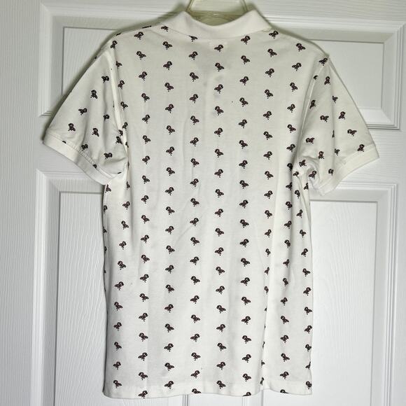 Levi's Cotton All Over Flamingo Print Chest Logo Polo Shirt Men S White/Pink NWT - Picture 4 of 9